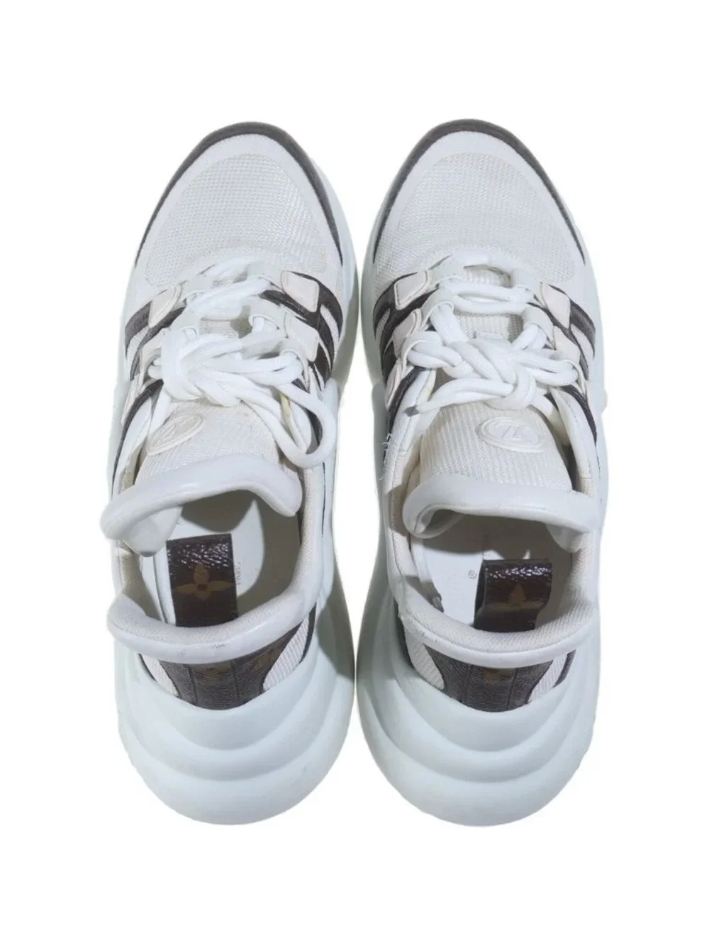 Louis Vuitton Arclight Line Platform Sneakers White Mesh Xleather